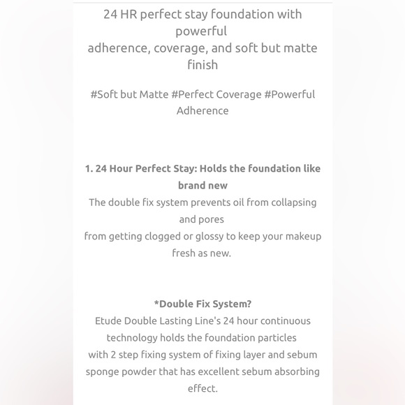 Kbeauty💕 Etude House Double Lasting Foundation SPF 35 in Neutral Vanilla 17N - Picture 3 of 3